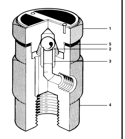 带编号部件的 VB14 真空破坏器剖视图